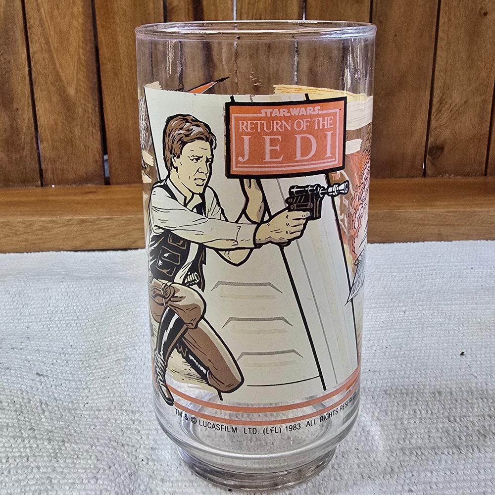 Vtg 1983 Star Wars Return of the Jedi Burger King Glass Han Solo Luke Sarlacc